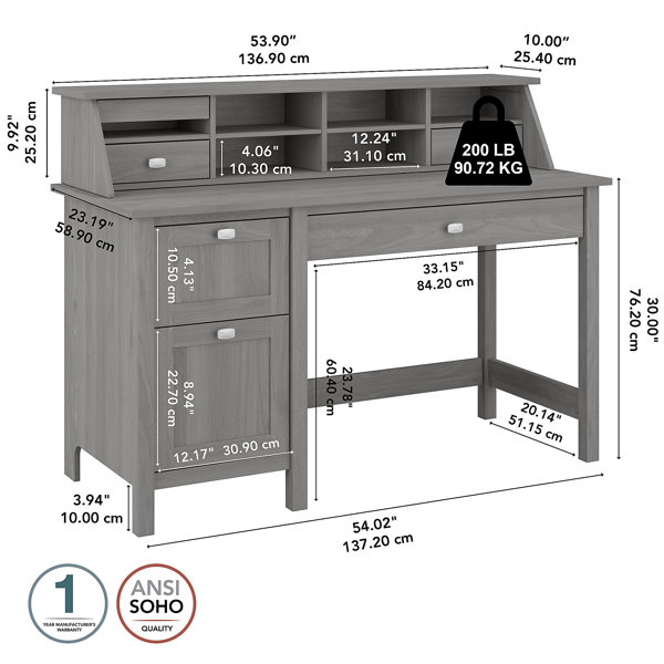 Lark Manor Aliyat 54W Computer Desk With Drawers And Desktop Organizer